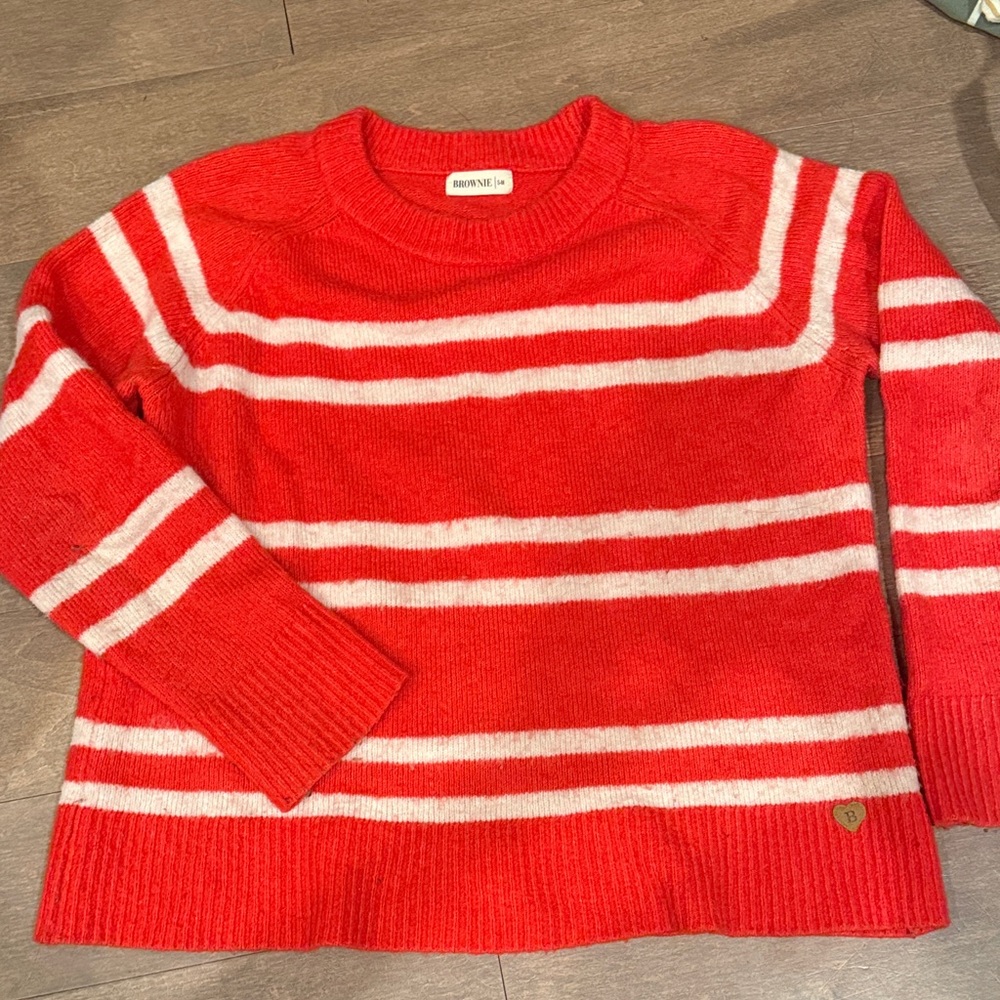 Red and White Striped Women's Sweater